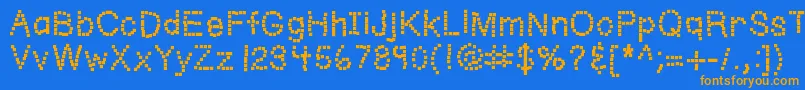 Kbwriteitonapostit-Schriftart – Orangefarbene Schriften auf blauem Hintergrund
