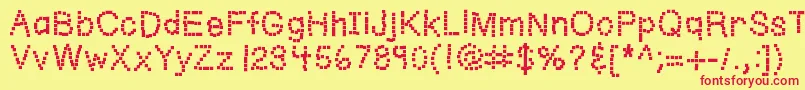Kbwriteitonapostit-fontti – punaiset fontit keltaisella taustalla