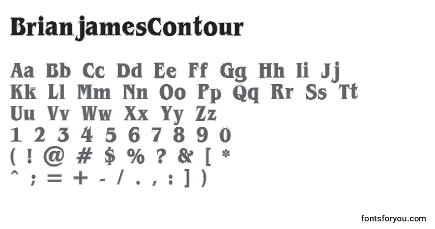 A fonte BrianjamesContour – alfabeto, números, caracteres especiais