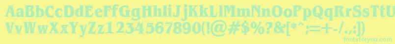 BrianjamesContour-Schriftart – Grüne Schriften auf gelbem Hintergrund