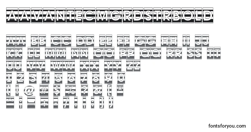 Czcionka AAvantecmgrdstrBold – alfabet, cyfry, specjalne znaki