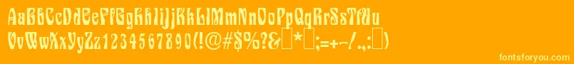 S730DecoRegular-Schriftart – Gelbe Schriften auf orangefarbenem Hintergrund