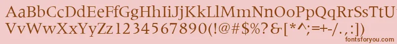 Saiba mais sobre a fonte MetaphorRegular Fonte MetaphorRegular – fontes marrons em um fundo rosa