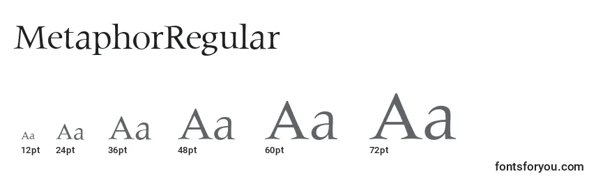 Размеры шрифта MetaphorRegular