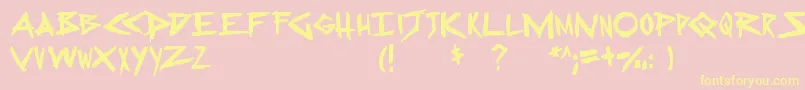 SugarDeath2-Schriftart – Gelbe Schriften auf rosa Hintergrund
