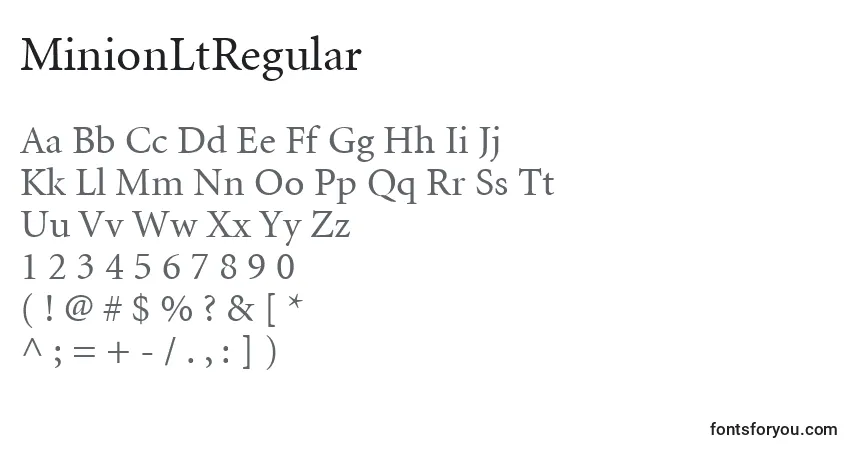 A fonte MinionLtRegular – alfabeto, números, caracteres especiais