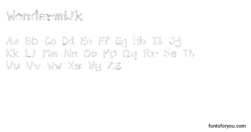 A fonte Wondermilk – alfabeto, números, caracteres especiais