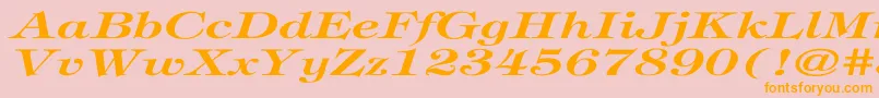 TiffanyBolditalicEx-Schriftart – Orangefarbene Schriften auf rosa Hintergrund