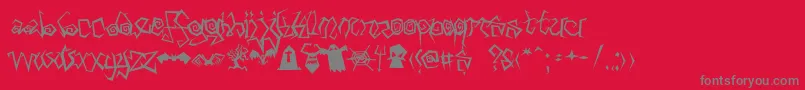 フォントArachnids – 赤い背景に灰色の文字