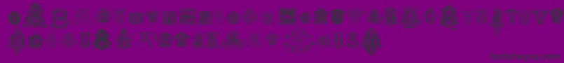 フォントIntellectaMonogramsRandomSamplesNine – 紫の背景に黒い文字