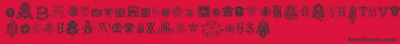 Шрифт IntellectaMonogramsRandomSamplesNine – чёрные шрифты на красном фоне