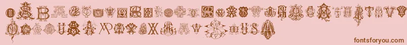 Шрифт IntellectaMonogramsRandomSamplesNine – коричневые шрифты на розовом фоне
