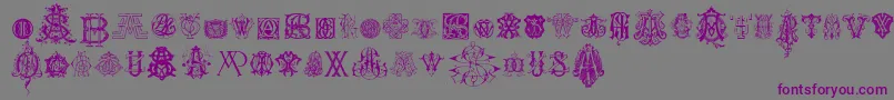 Шрифт IntellectaMonogramsRandomSamplesNine – фиолетовые шрифты на сером фоне