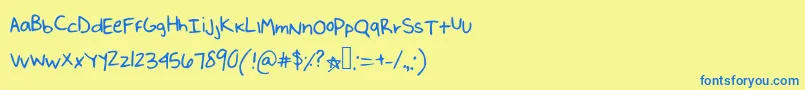 フォントChai – 青い文字が黄色の背景にあります。