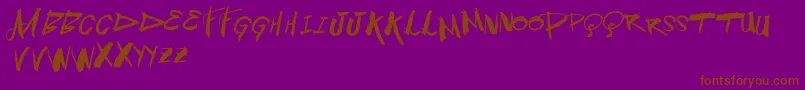 Vtksblowup-Schriftart – Braune Schriften auf violettem Hintergrund