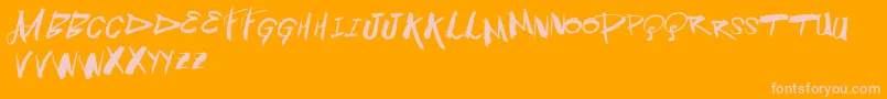 Vtksblowup-Schriftart – Rosa Schriften auf orangefarbenem Hintergrund