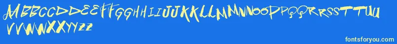 Vtksblowup Font – Yellow Fonts on Blue Background