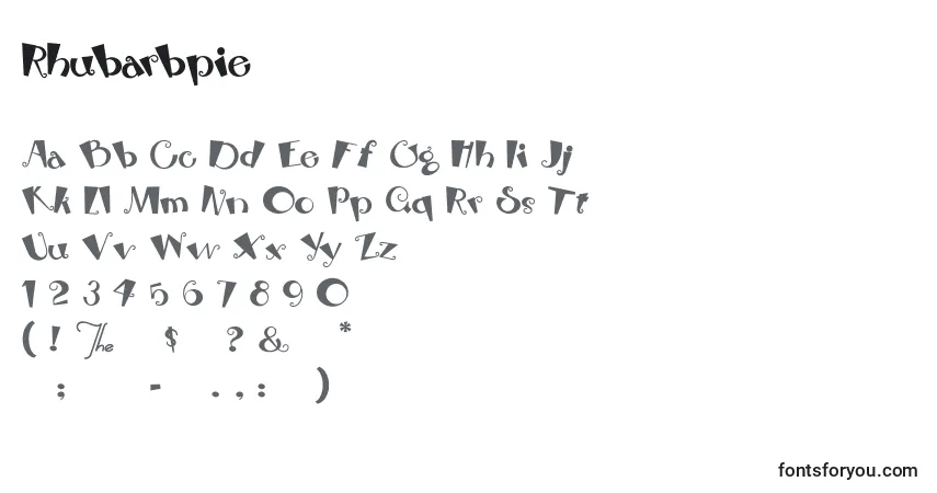 Czcionka Rhubarbpie – alfabet, cyfry, specjalne znaki
