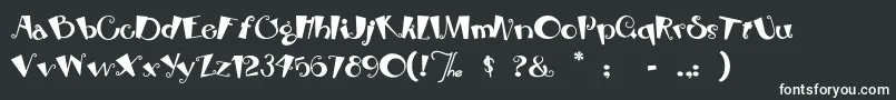 Rhubarbpie-fontti – valkoiset fontit mustalla taustalla