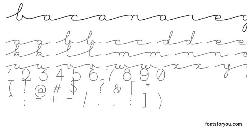 Schriftart BacanaRegular – Alphabet, Zahlen, spezielle Symbole