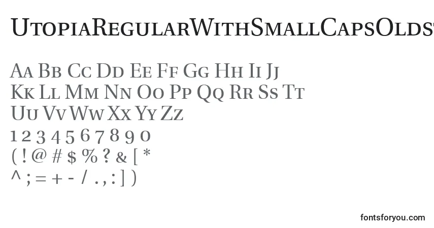 Czcionka UtopiaRegularWithSmallCapsOldstyleFigures – alfabet, cyfry, specjalne znaki
