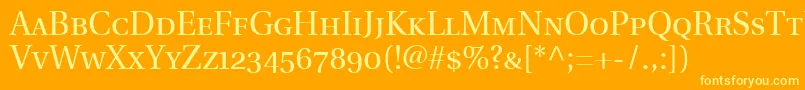 UtopiaRegularWithSmallCapsOldstyleFigures Font – Yellow Fonts on Orange Background