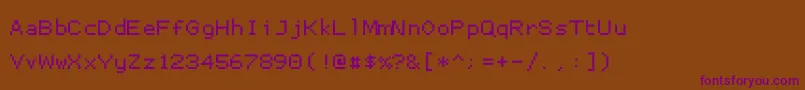 Proggysmall-Schriftart – Violette Schriften auf braunem Hintergrund