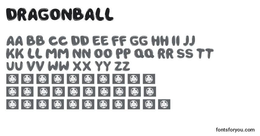 Schriftart DragonBall (23154) – Alphabet, Zahlen, spezielle Symbole