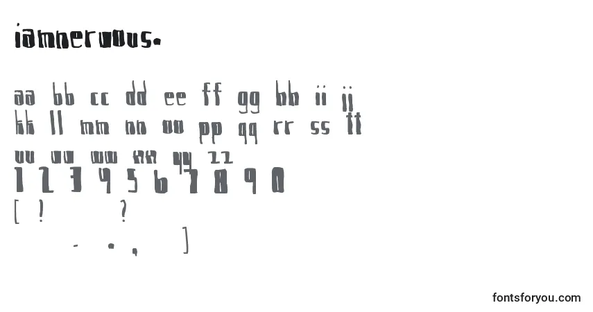 Czcionka IAmNervous. – alfabet, cyfry, specjalne znaki