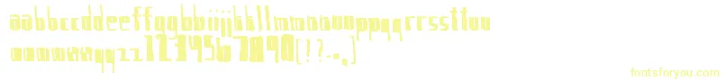 フォントIAmNervous. – 白い背景に黄色の文字