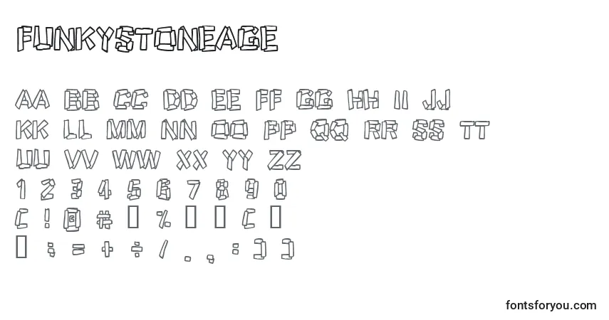 A fonte Funkystoneage – alfabeto, números, caracteres especiais