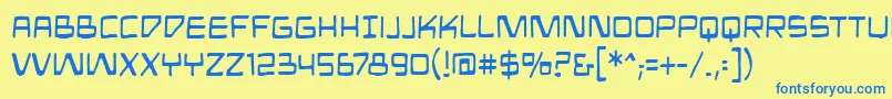 フォントMandroidbb – 青い文字が黄色の背景にあります。