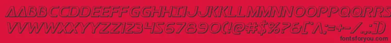 Postmaster3D-Schriftart – Schwarze Schriften auf rotem Hintergrund