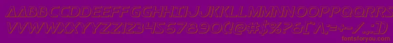 フォントPostmaster3D – 紫色の背景に茶色のフォント