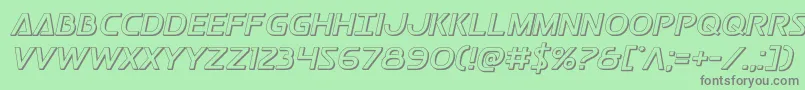 Postmaster3D-fontti – harmaat kirjasimet vihreällä taustalla
