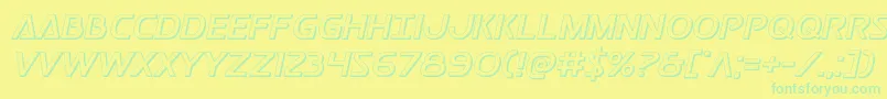 Postmaster3D-fontti – vihreät fontit keltaisella taustalla