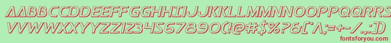 Postmaster3D-fontti – punaiset fontit vihreällä taustalla