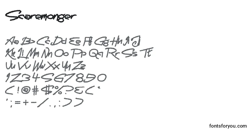 Schriftart Scaremonger – Alphabet, Zahlen, spezielle Symbole