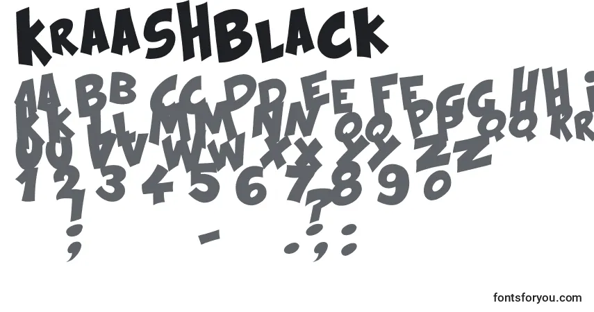A fonte KraashBlack – alfabeto, números, caracteres especiais
