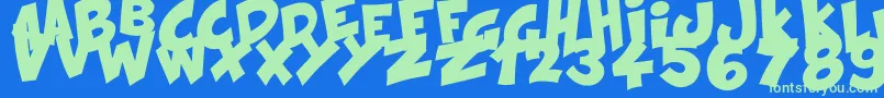 Weitere Informationen zur KraashBlack-Schriftart KraashBlack-Schriftart – Grüne Schriften auf blauem Hintergrund