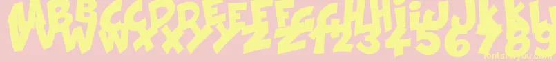 Weitere Informationen zur KraashBlack-Schriftart KraashBlack-Schriftart – Gelbe Schriften auf rosa Hintergrund