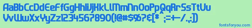 ImakiCondensedBold Font – Blue Fonts on Green Background