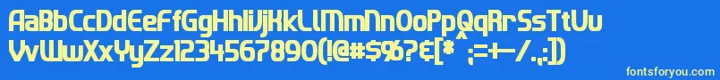 ImakiCondensedBold Font – Yellow Fonts on Blue Background