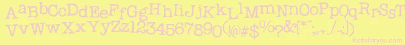 Probsecretary1-fontti – vaaleanpunaiset fontit keltaisella taustalla
