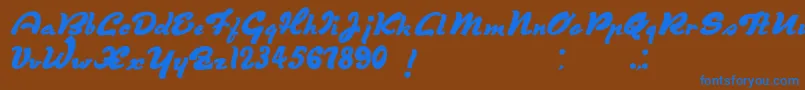 Czcionka DerniereScript – niebieskie czcionki na brązowym tle