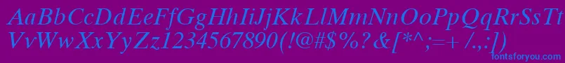 TimesTenCyrillicInclined Font – Blue Fonts on Purple Background