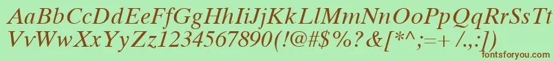 TimesTenCyrillicInclined Font – Brown Fonts on Green Background