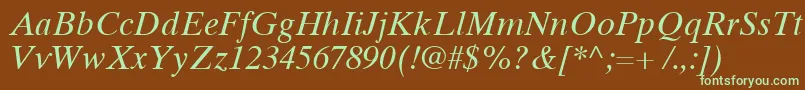 TimesTenCyrillicInclined Font – Green Fonts on Brown Background