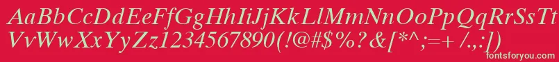 TimesTenCyrillicInclined Font – Green Fonts on Red Background