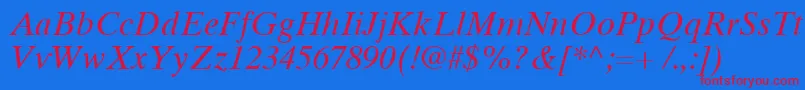 TimesTenCyrillicInclined Font – Red Fonts on Blue Background